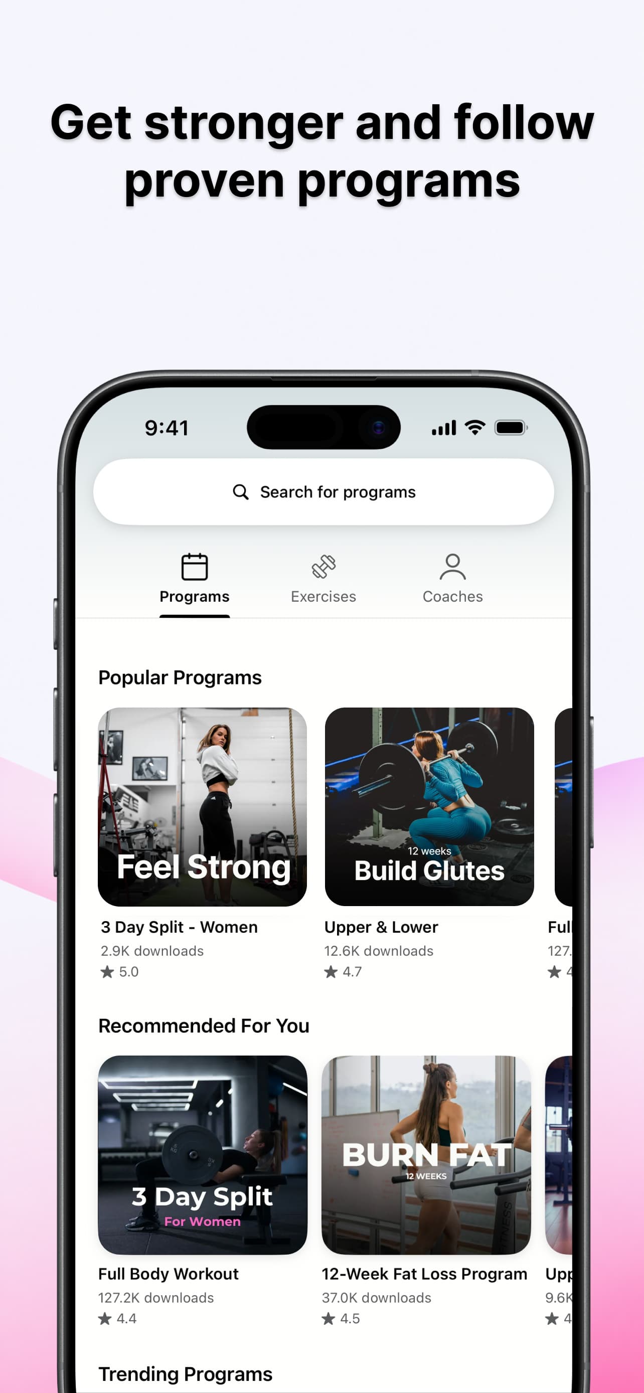 Lyfta client app proven programs discovery screen