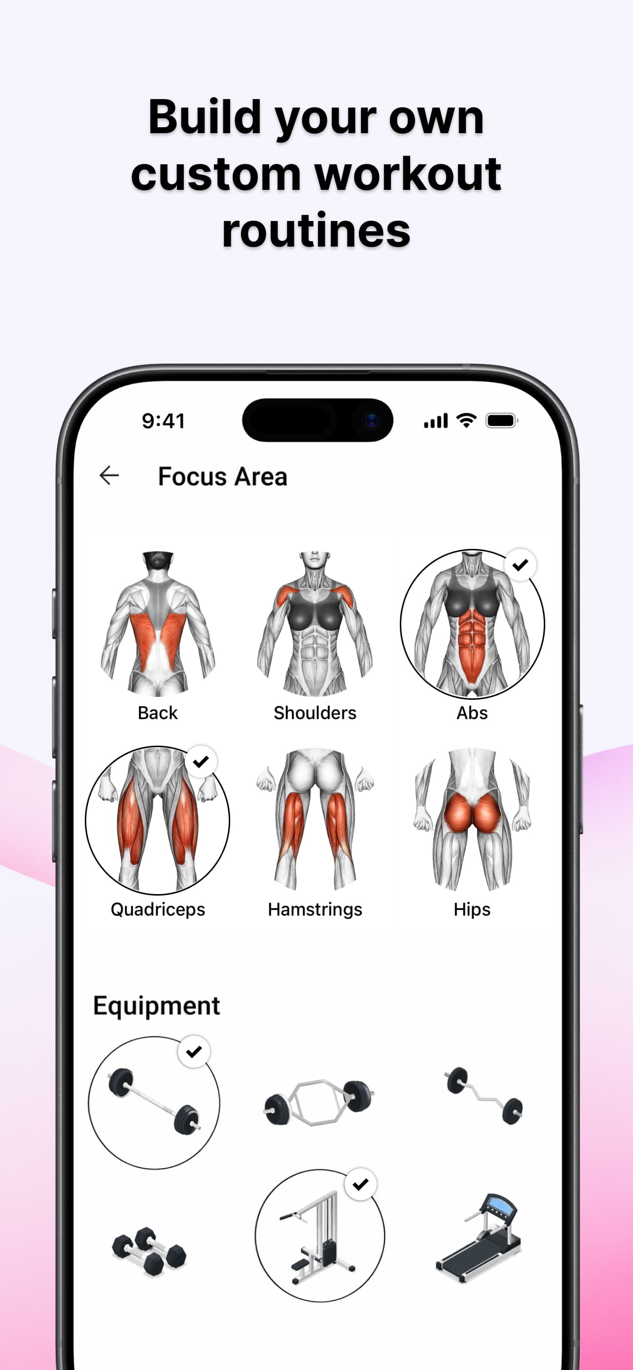Lyfta client app custom workout routine builder screen